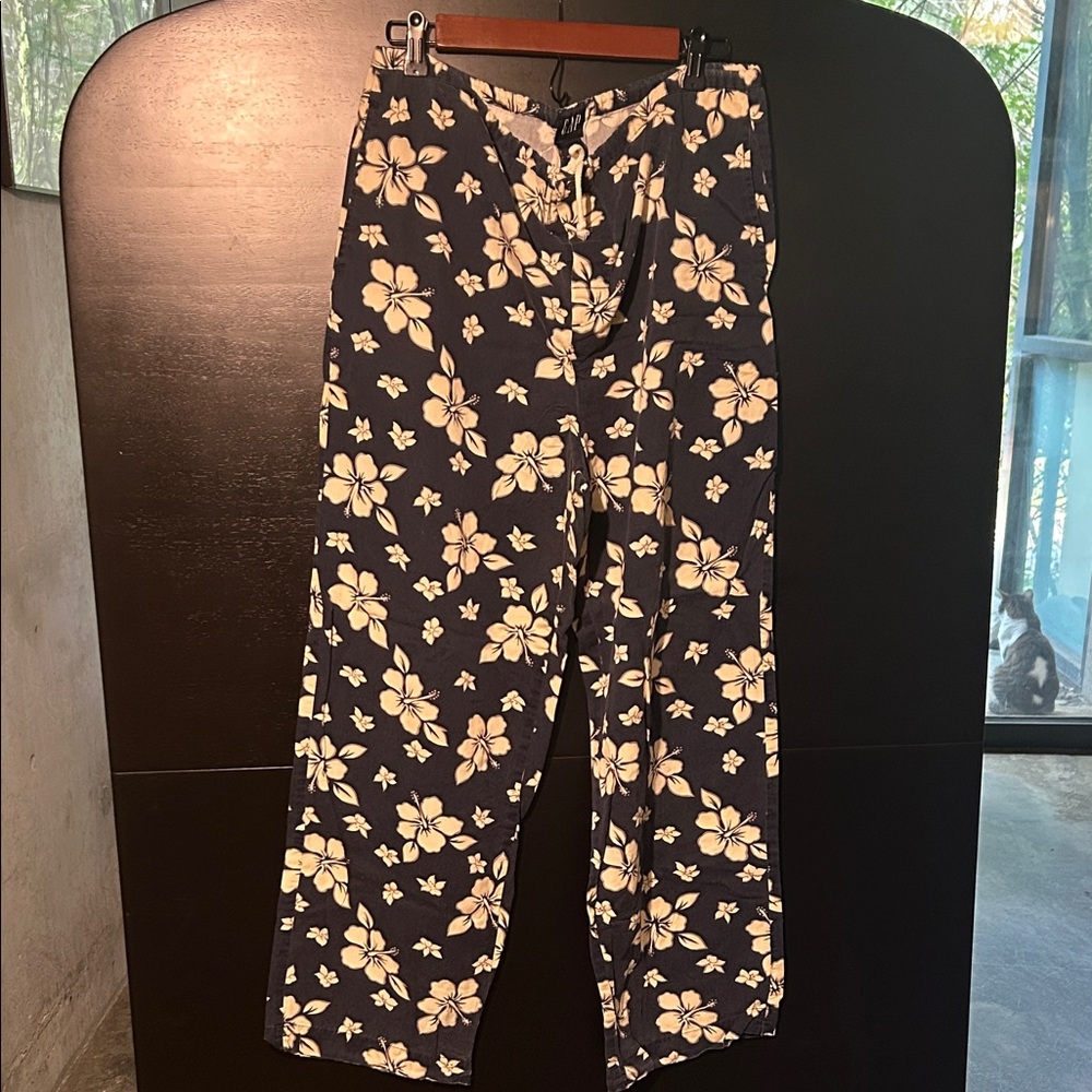 GAP Navy and Cream Floral Pants